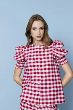 BLUSA LEANDROROJO CUADROS