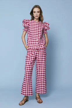 BLUSA LEANDROROJO CUADROS