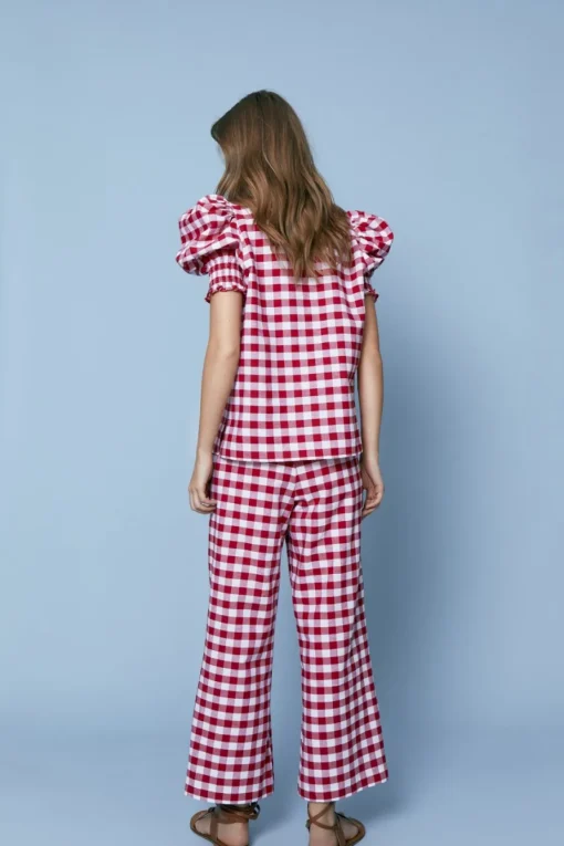 BLUSA LEANDROROJO CUADROS