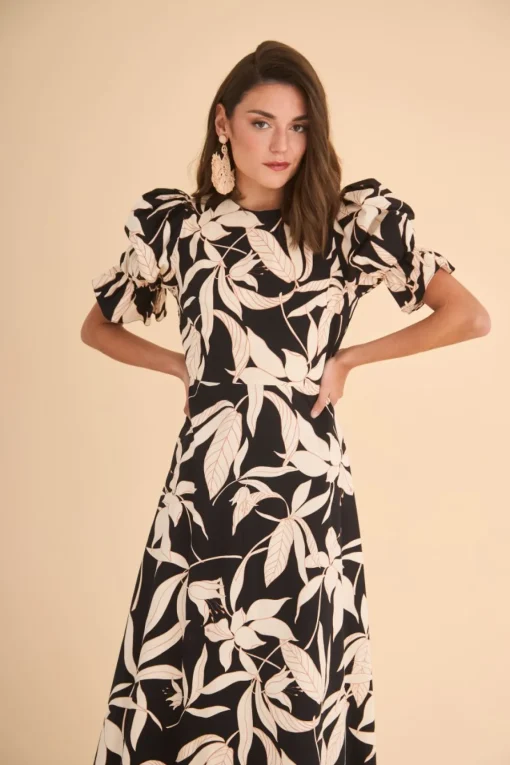 VESTIDO PALOMAESTAMPADO NEGRO
