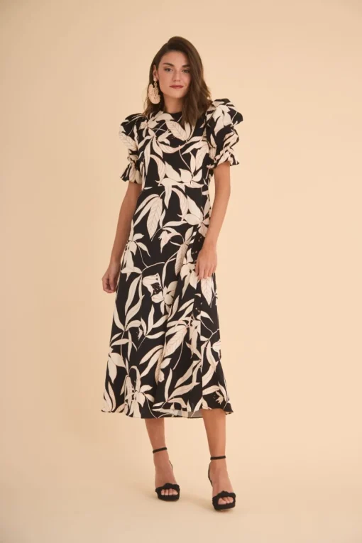 VESTIDO PALOMAESTAMPADO NEGRO