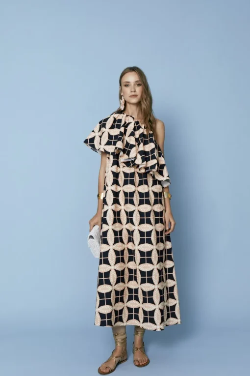 VESTIDO RAMONAEST. NEGRO Y ROSA
