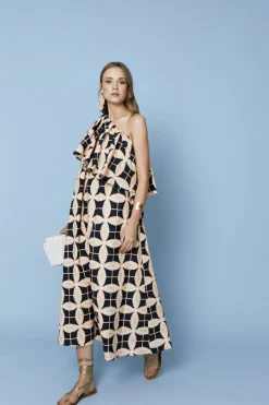 VESTIDO RAMONAEST. NEGRO Y ROSA