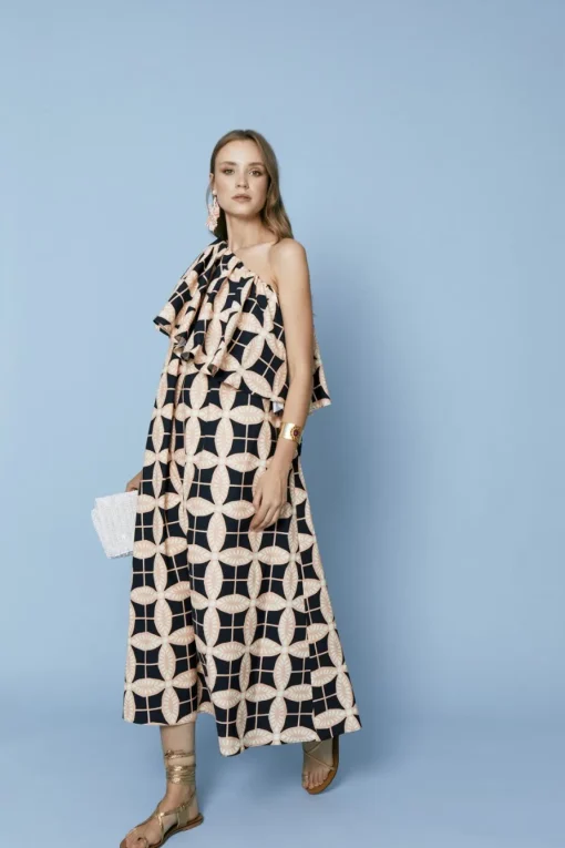 VESTIDO RAMONAEST. NEGRO Y ROSA